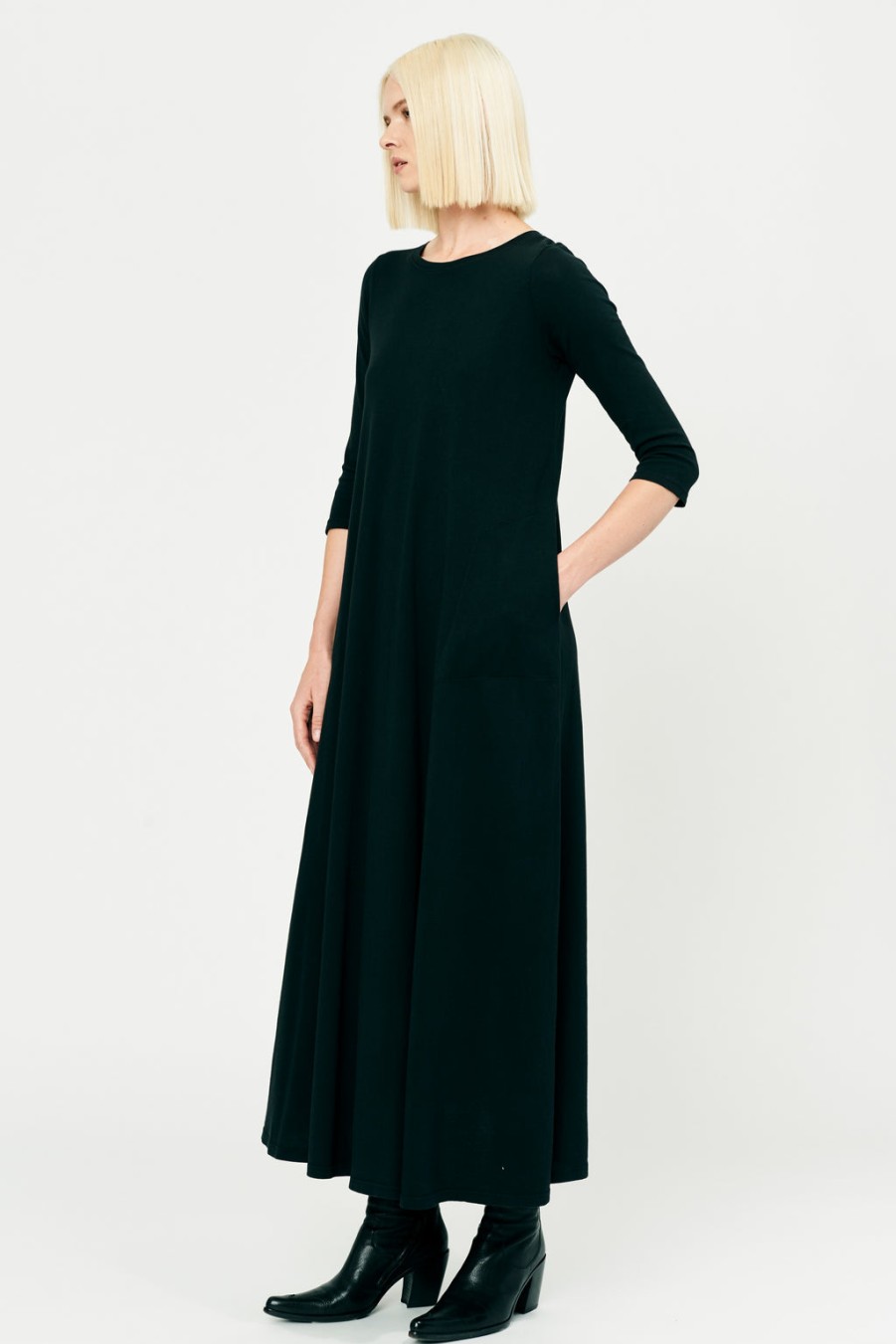 Dresses Raquel Allegra | Black Classic Jersey Drama Maxi Dress ...